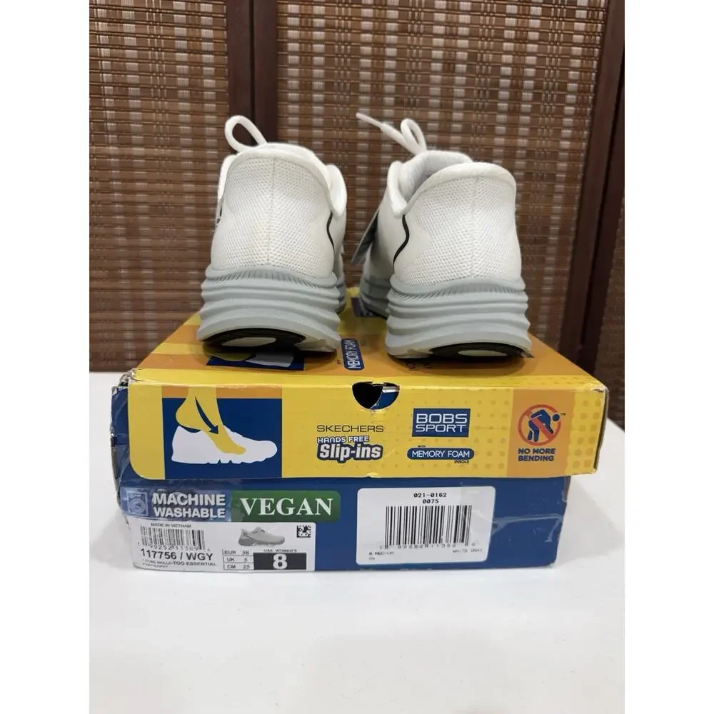 Skechers Hands Free Slip-Ins BOBS Sport Squad Too Essential Women 8 White NEW